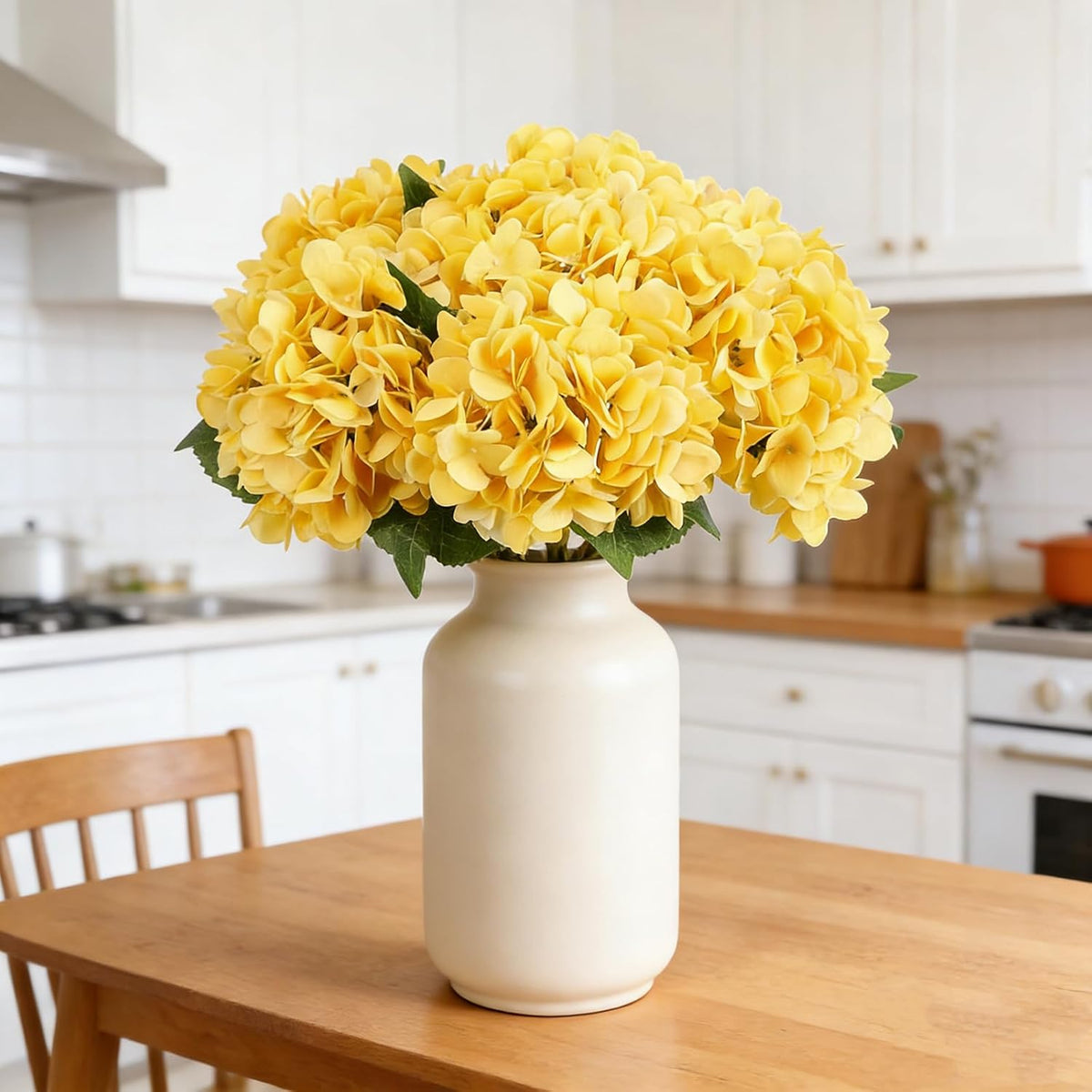 Kimura's Cabin 6pcs Artificial Silk Hydrangea Flowers Vintage Fake Bouquets Faux Hydrangeas Flower with Stems for Wedding Party Autumn Farmhouse Home Table Core Decoration (Deep Lake Blue)