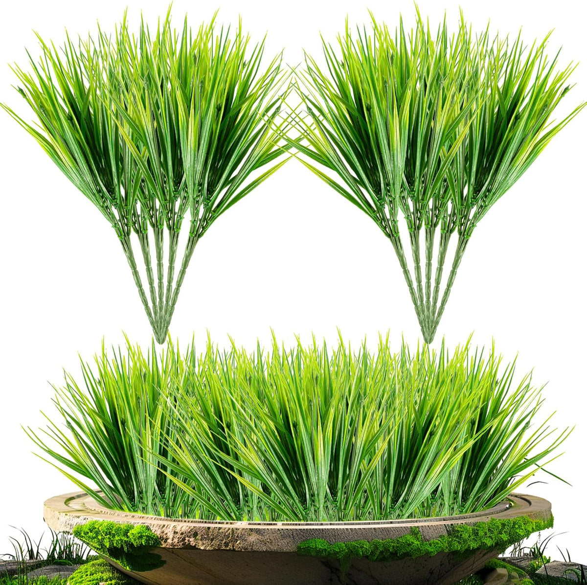 MAQIHAN 10PCS Artificial Grass Plants - Faux Wheat Greenery Outdoor Decor