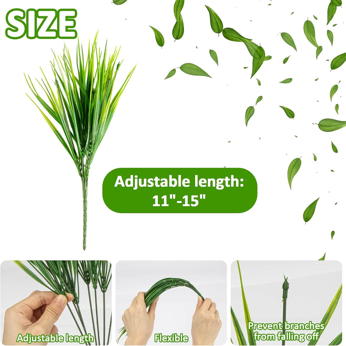 MAQIHAN 10PCS Artificial Grass Plants - Faux Wheat Greenery Outdoor Decor