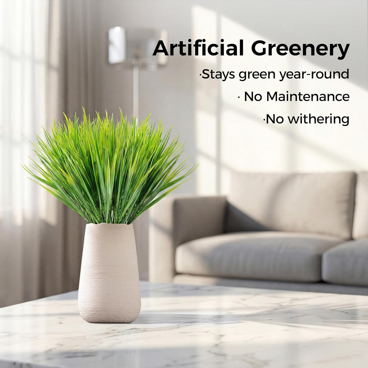 MAQIHAN 10PCS Artificial Grass Plants - Faux Wheat Greenery Outdoor Decor