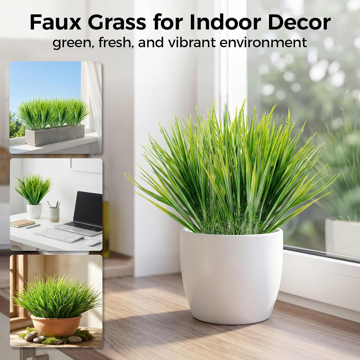 MAQIHAN 10PCS Artificial Grass Plants - Faux Wheat Greenery Outdoor Decor