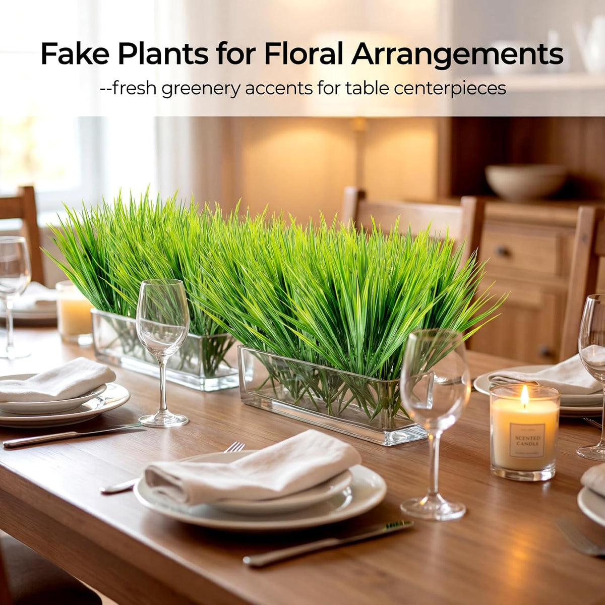 MAQIHAN 10PCS Artificial Grass Plants - Faux Wheat Greenery Outdoor Decor