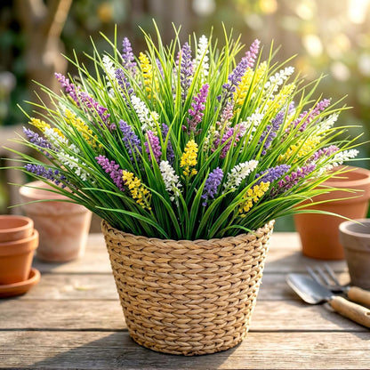 MAQIHAN 10PCS Artificial Grass Plants - Faux Wheat Greenery Outdoor Decor