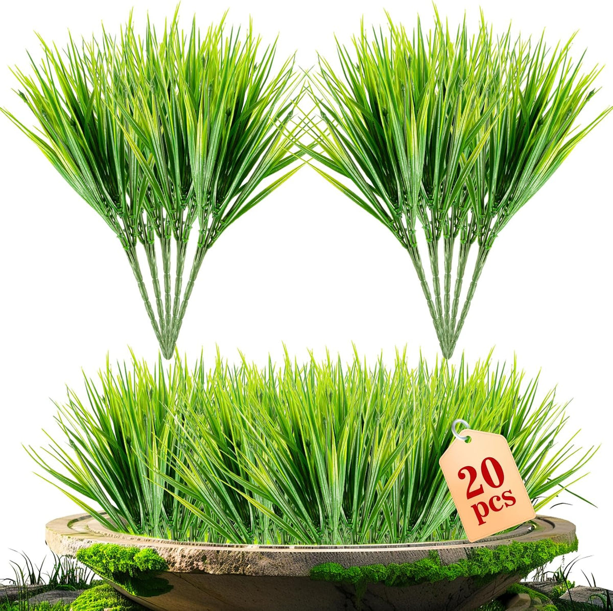 MAQIHAN 10PCS Artificial Grass Plants - Faux Wheat Greenery Outdoor Decor