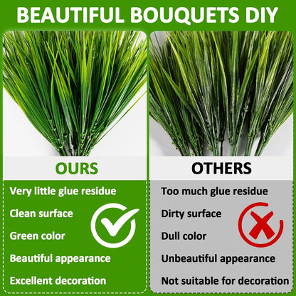 MAQIHAN 10PCS Artificial Grass Plants - Faux Wheat Greenery Outdoor Decor