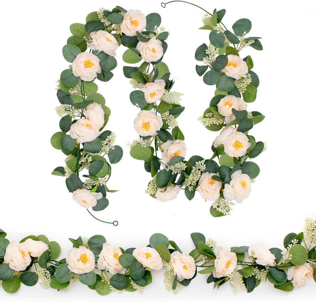 Spring Summer Lavender Purple Garland, 6Ft Lavender Artificial Green Garland, Fake Silver LavenderLeaves Vines for Wedding Mantle Party Arch Porch Stair Table Door Home Decor (Light Purple)