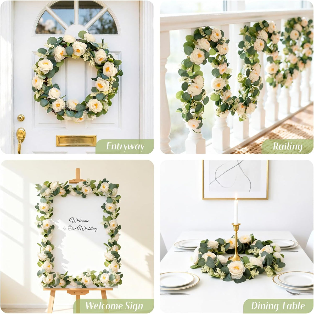 Spring Summer Lavender Purple Garland, 6Ft Lavender Artificial Green Garland, Fake Silver LavenderLeaves Vines for Wedding Mantle Party Arch Porch Stair Table Door Home Decor (Light Purple)