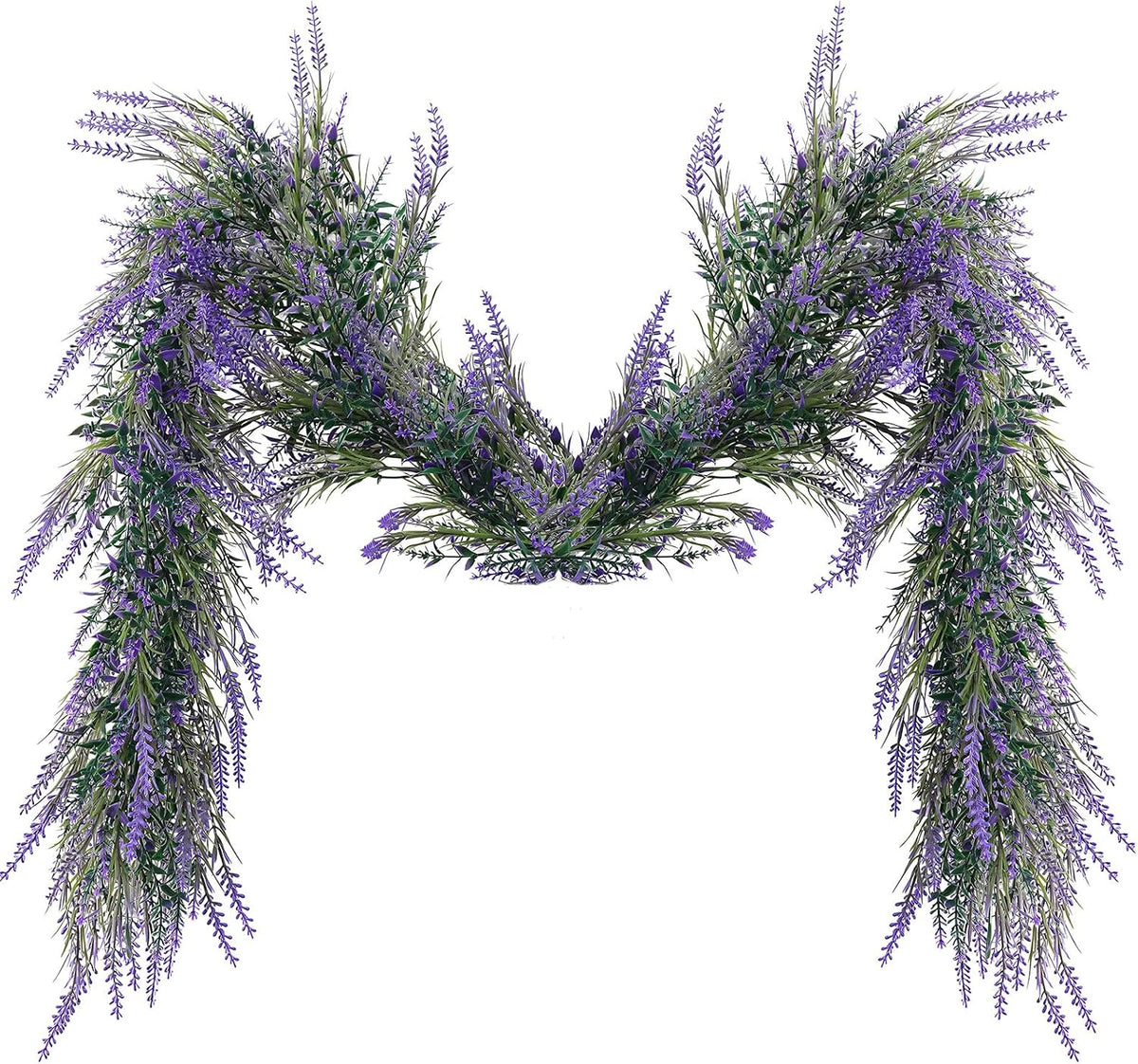 Spring Summer Lavender Purple Garland, 6Ft Lavender Artificial Green Garland, Fake Silver LavenderLeaves Vines for Wedding Mantle Party Arch Porch Stair Table Door Home Decor (Light Purple)