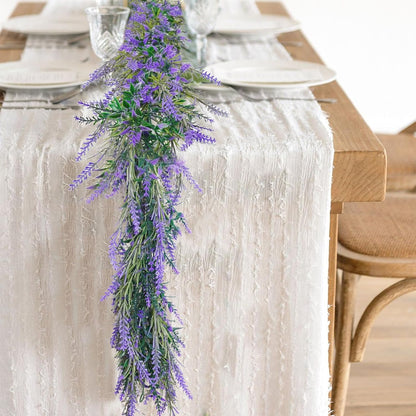 Spring Summer Lavender Purple Garland, 6Ft Lavender Artificial Green Garland, Fake Silver LavenderLeaves Vines for Wedding Mantle Party Arch Porch Stair Table Door Home Decor (Light Purple)