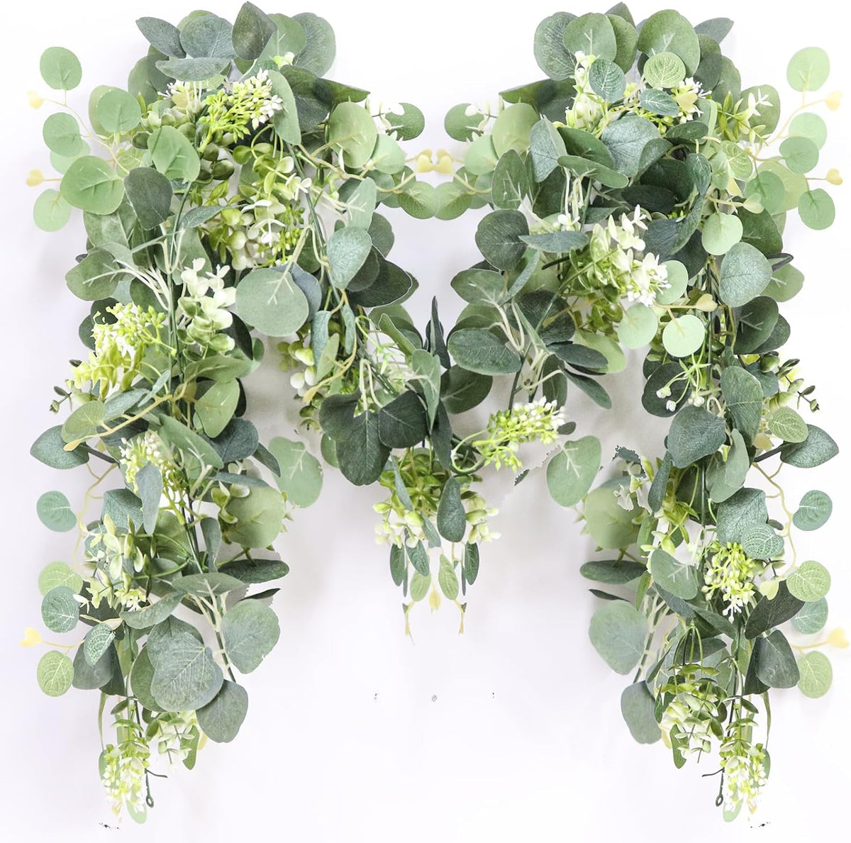 Spring Summer Lavender Purple Garland, 6Ft Lavender Artificial Green Garland, Fake Silver LavenderLeaves Vines for Wedding Mantle Party Arch Porch Stair Table Door Home Decor (Light Purple)