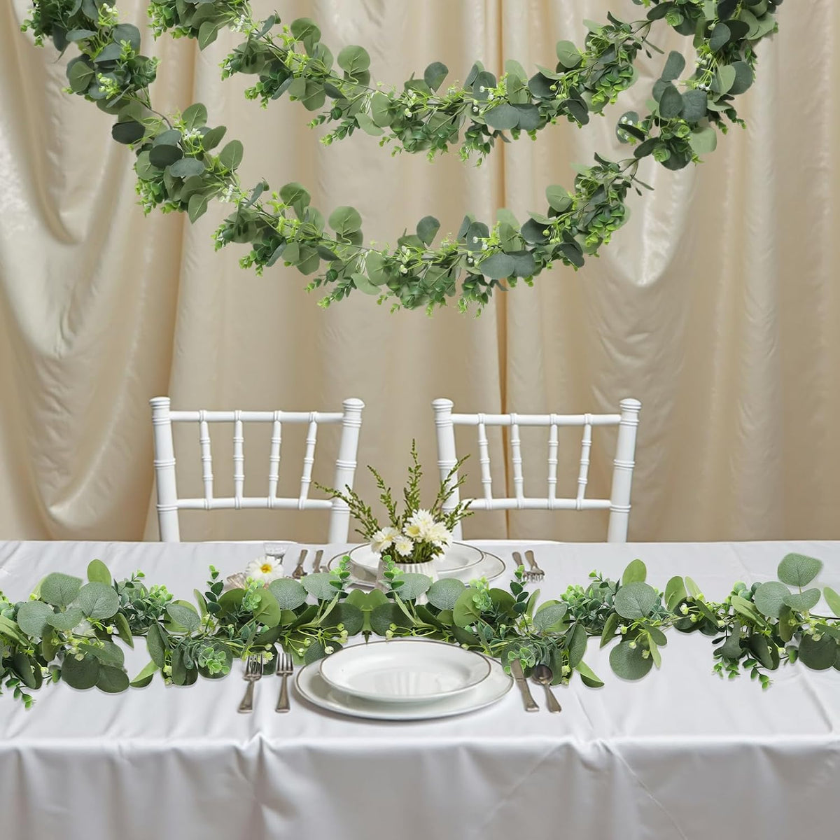 Spring Summer Lavender Purple Garland, 6Ft Lavender Artificial Green Garland, Fake Silver LavenderLeaves Vines for Wedding Mantle Party Arch Porch Stair Table Door Home Decor (Light Purple)