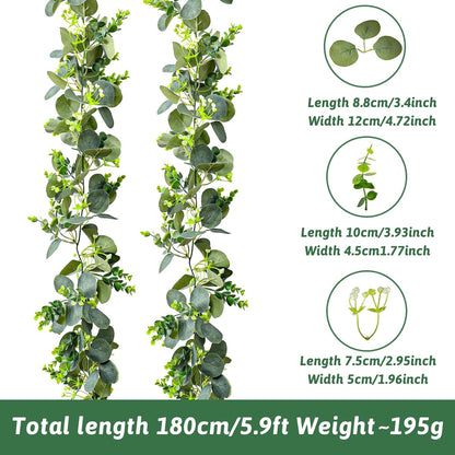 Spring Summer Lavender Purple Garland, 6Ft Lavender Artificial Green Garland, Fake Silver LavenderLeaves Vines for Wedding Mantle Party Arch Porch Stair Table Door Home Decor (Light Purple)