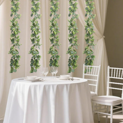 Spring Summer Lavender Purple Garland, 6Ft Lavender Artificial Green Garland, Fake Silver LavenderLeaves Vines for Wedding Mantle Party Arch Porch Stair Table Door Home Decor (Light Purple)
