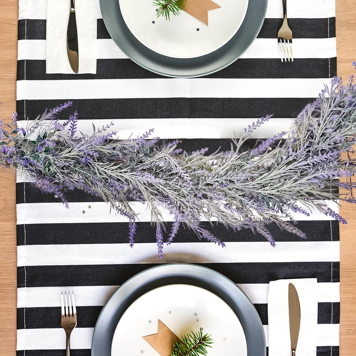 Spring Summer Lavender Purple Garland, 6Ft Lavender Artificial Green Garland, Fake Silver LavenderLeaves Vines for Wedding Mantle Party Arch Porch Stair Table Door Home Decor (Light Purple)