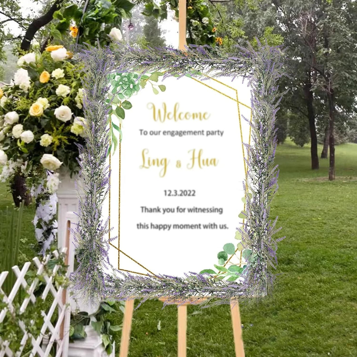 Spring Summer Lavender Purple Garland, 6Ft Lavender Artificial Green Garland, Fake Silver LavenderLeaves Vines for Wedding Mantle Party Arch Porch Stair Table Door Home Decor (Light Purple)