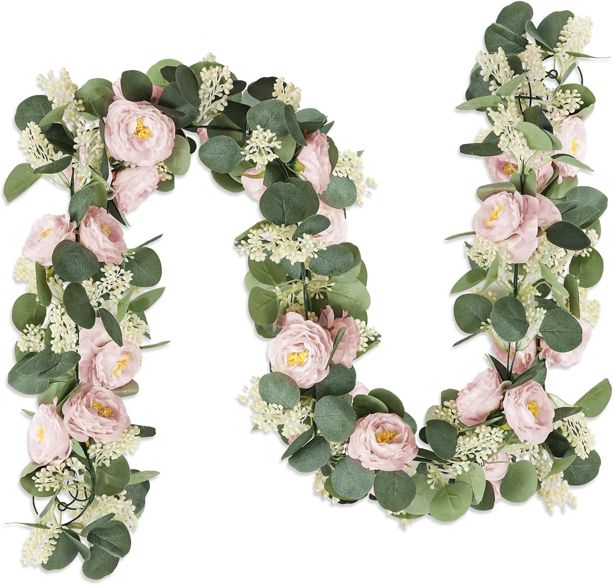 Spring Summer Lavender Purple Garland, 6Ft Lavender Artificial Green Garland, Fake Silver LavenderLeaves Vines for Wedding Mantle Party Arch Porch Stair Table Door Home Decor (Light Purple)