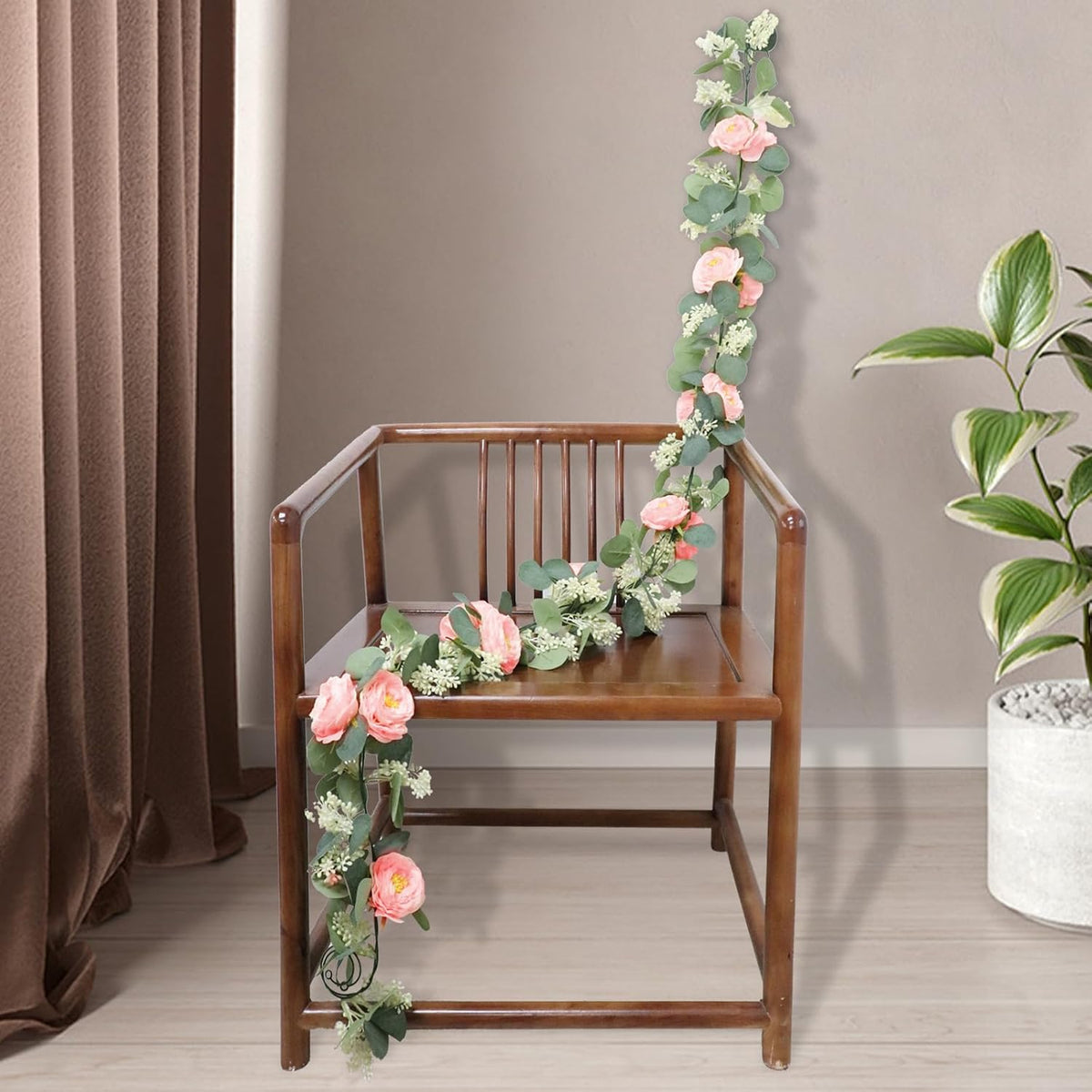 Spring Summer Lavender Purple Garland, 6Ft Lavender Artificial Green Garland, Fake Silver LavenderLeaves Vines for Wedding Mantle Party Arch Porch Stair Table Door Home Decor (Light Purple)