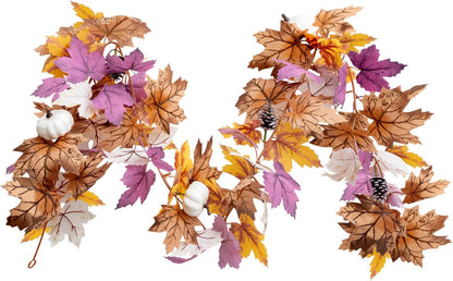 Spring Summer Lavender Purple Garland, 6Ft Lavender Artificial Green Garland, Fake Silver LavenderLeaves Vines for Wedding Mantle Party Arch Porch Stair Table Door Home Decor (Light Purple)