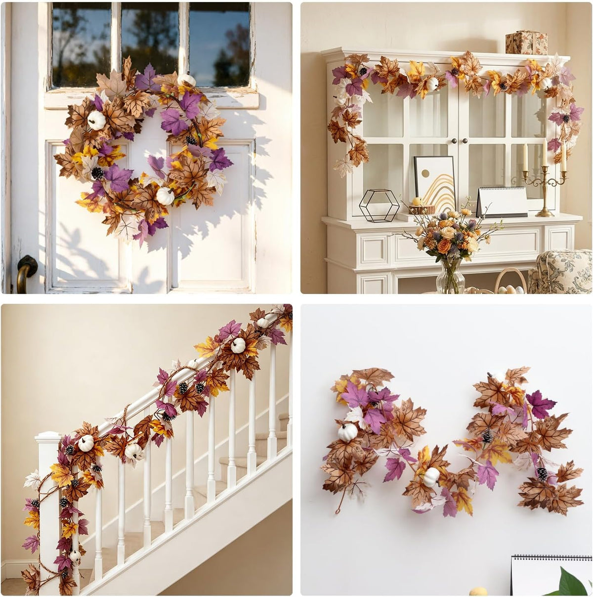 Spring Summer Lavender Purple Garland, 6Ft Lavender Artificial Green Garland, Fake Silver LavenderLeaves Vines for Wedding Mantle Party Arch Porch Stair Table Door Home Decor (Light Purple)