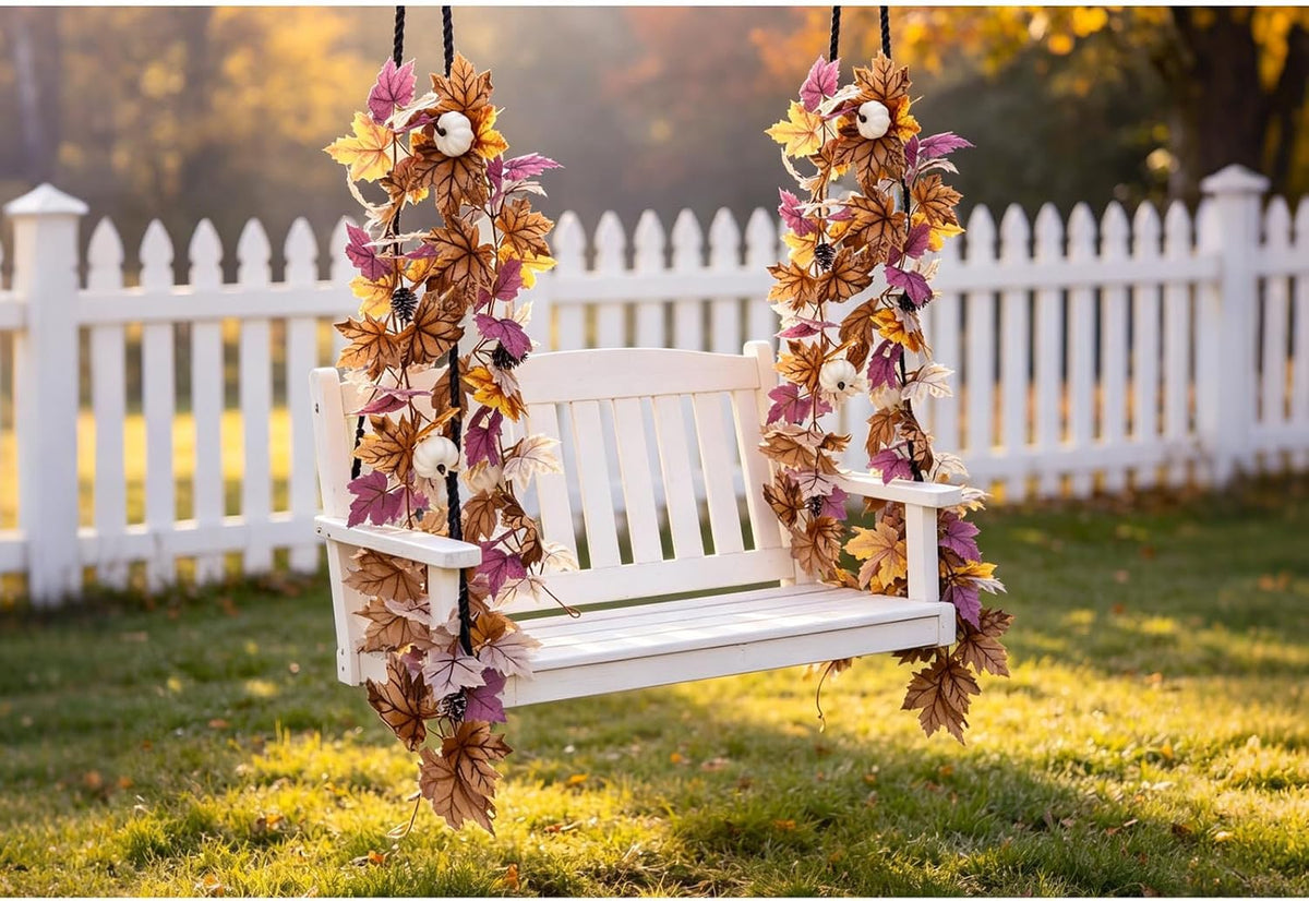 Spring Summer Lavender Purple Garland, 6Ft Lavender Artificial Green Garland, Fake Silver LavenderLeaves Vines for Wedding Mantle Party Arch Porch Stair Table Door Home Decor (Light Purple)