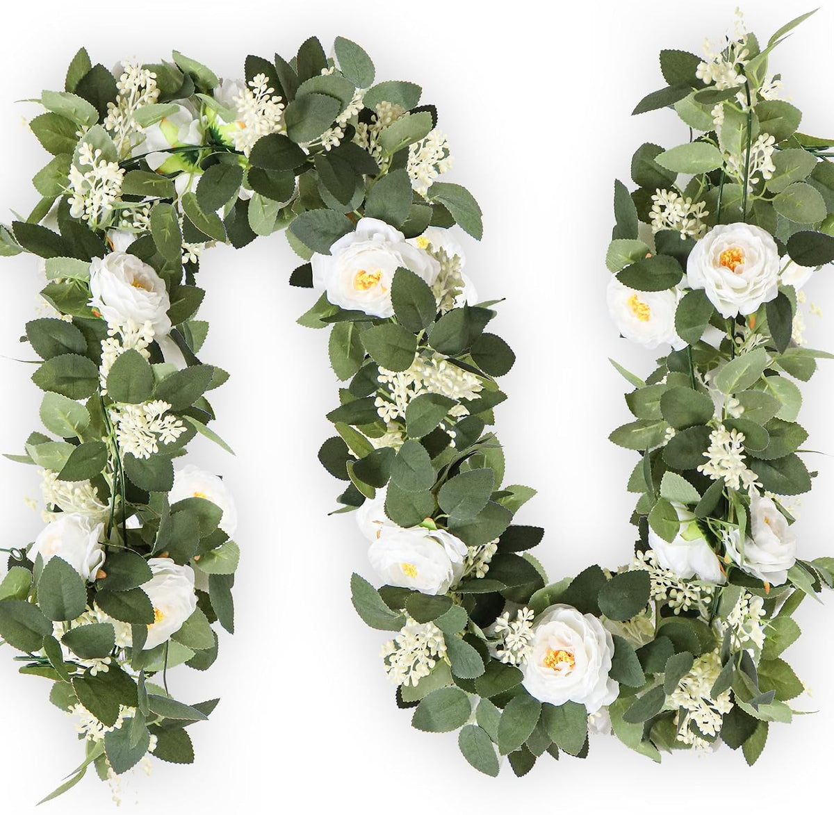 Spring Summer Lavender Purple Garland, 6Ft Lavender Artificial Green Garland, Fake Silver LavenderLeaves Vines for Wedding Mantle Party Arch Porch Stair Table Door Home Decor (Light Purple)