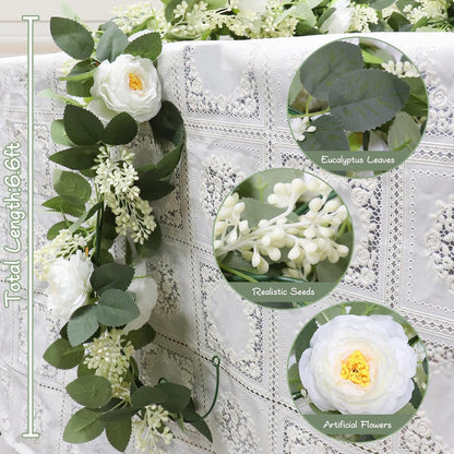 Spring Summer Lavender Purple Garland, 6Ft Lavender Artificial Green Garland, Fake Silver LavenderLeaves Vines for Wedding Mantle Party Arch Porch Stair Table Door Home Decor (Light Purple)