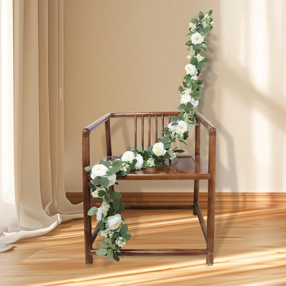 Spring Summer Lavender Purple Garland, 6Ft Lavender Artificial Green Garland, Fake Silver LavenderLeaves Vines for Wedding Mantle Party Arch Porch Stair Table Door Home Decor (Light Purple)