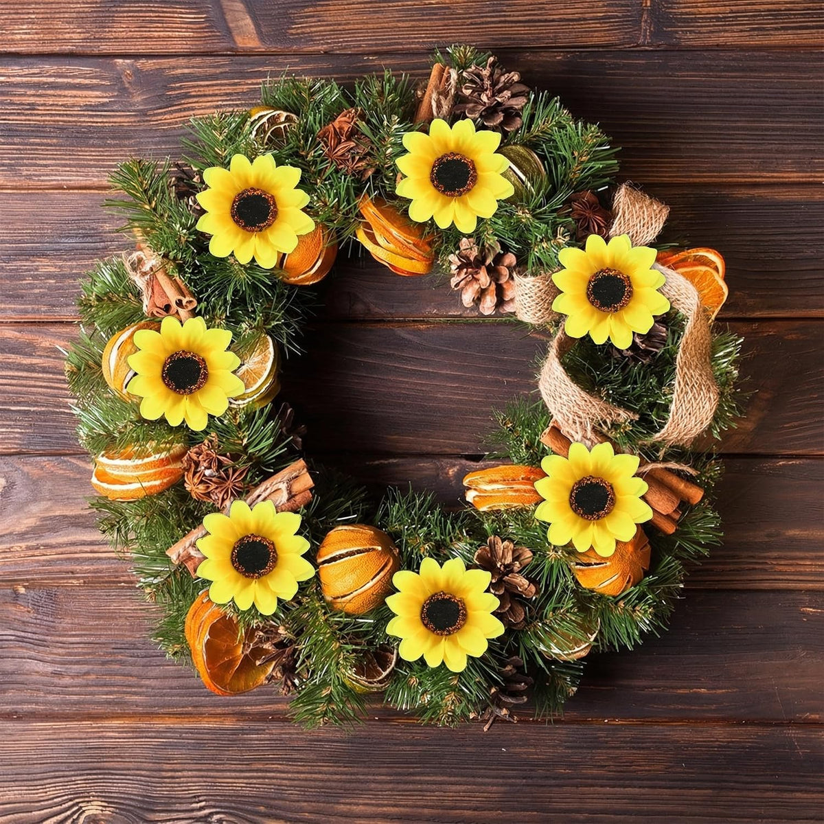25PCS Fake Sunflowers Heads, 2.8" Artificial Silk Flowers