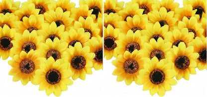 25PCS Fake Sunflowers Heads, 2.8" Artificial Silk Flowers