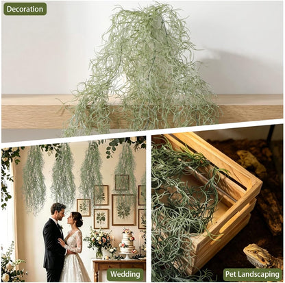 BESTOYARD 36-Inch Realistic Artificial Spanish Moss, Large Faux Hanging Plant Vine for Indoor Home Decor, Terrarium, Wreath & DIY Crafts
