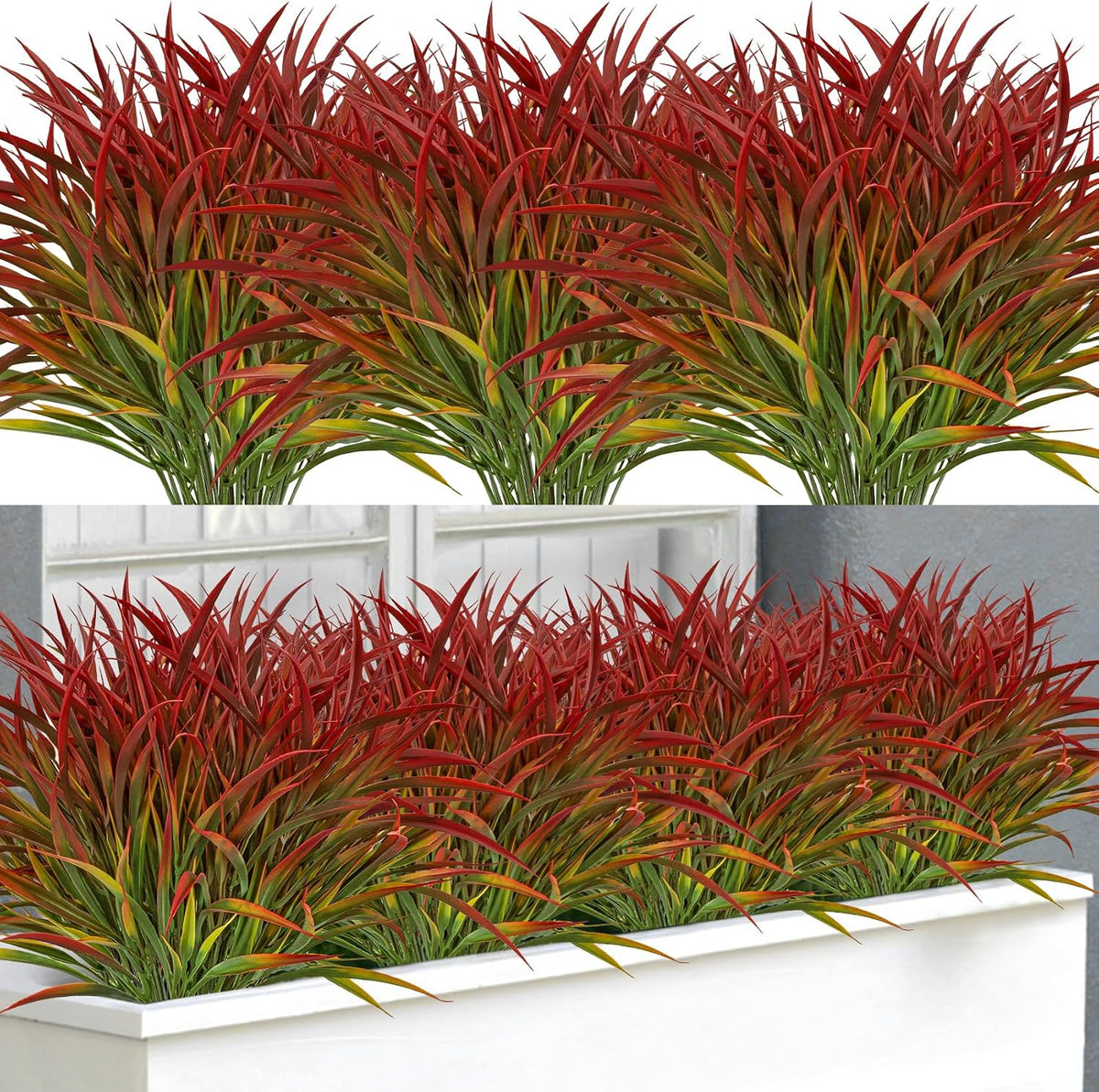 16 Pcs Artificial Plants Outdoor Fake Fall Greenery Stems, Red