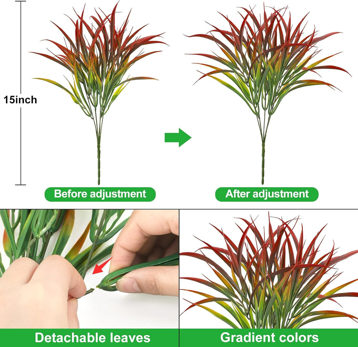 16 Pcs Artificial Plants Outdoor Fake Fall Greenery Stems, Red