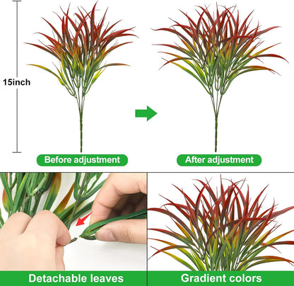 16 Pcs Artificial Plants Outdoor Fake Fall Greenery Stems, Red