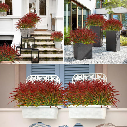 16 Pcs Artificial Plants Outdoor Fake Fall Greenery Stems, Red