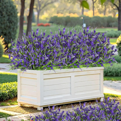 12 Bundles Artificial Lavender Flowers for Outdoors UV Resistant