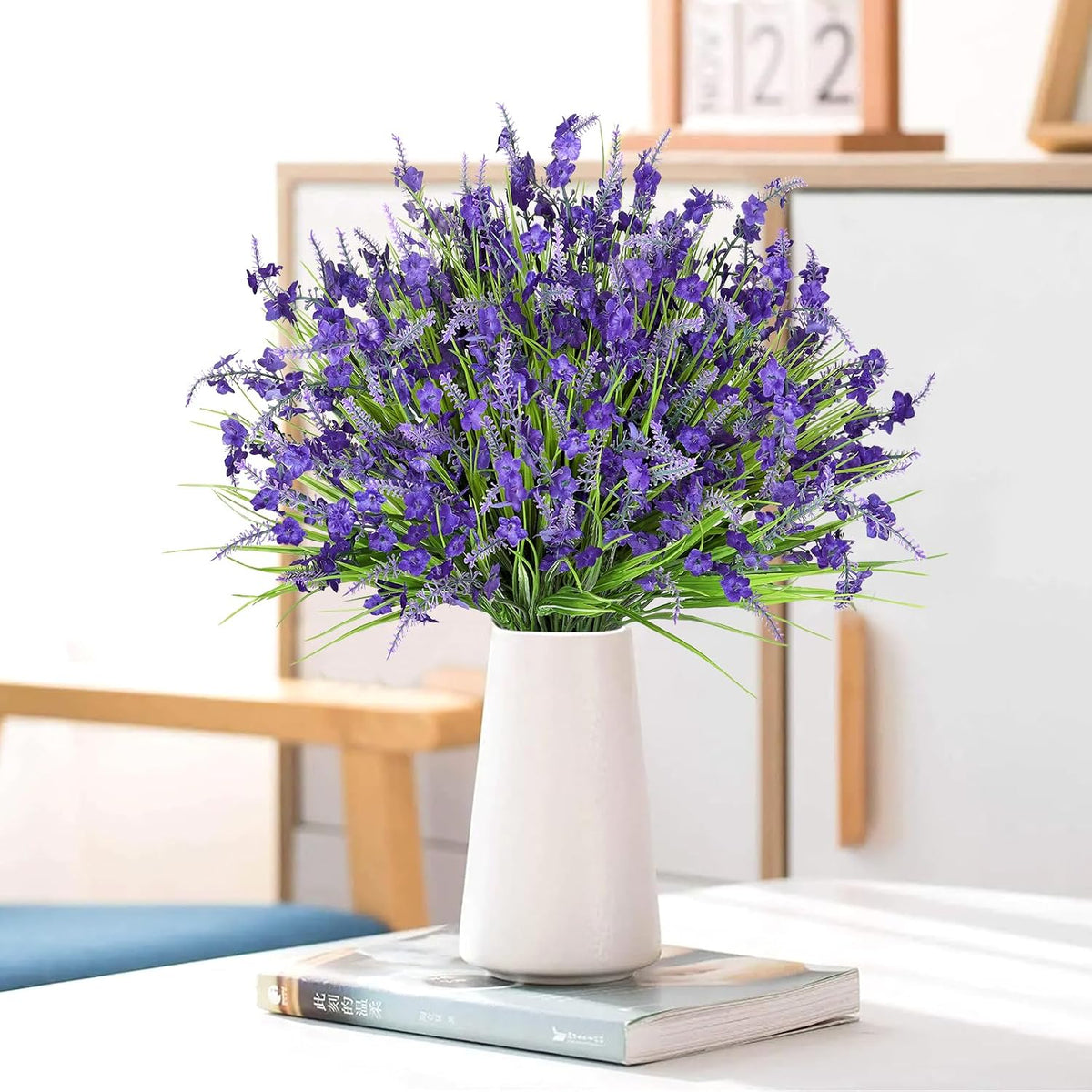 12 Bundles Artificial Lavender Flowers for Outdoors UV Resistant