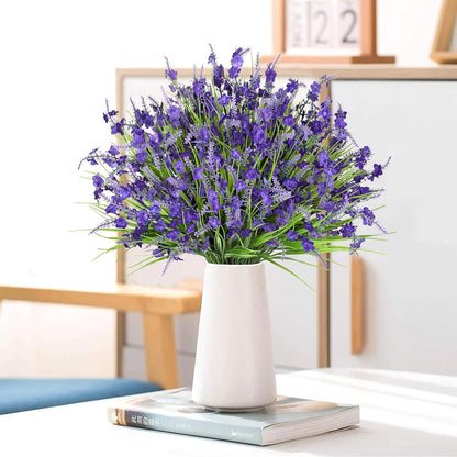 12 Bundles Artificial Lavender Flowers for Outdoors UV Resistant