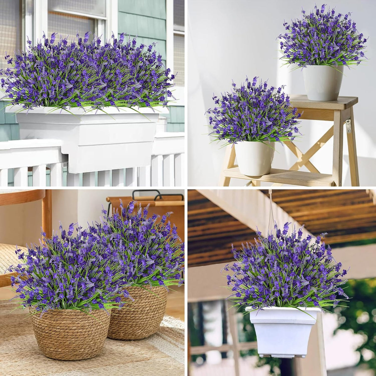 12 Bundles Artificial Lavender Flowers for Outdoors UV Resistant