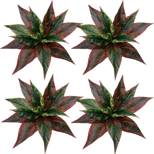 Artificial Shrubs Leaves, Plastic Plants Fern Grass Leaf Fake Bushes Indoor Outdoor Garden Office Table Centerpieces Arrangements DIY Wreath Decoration Planter Filler - 10 Pack - Colors B