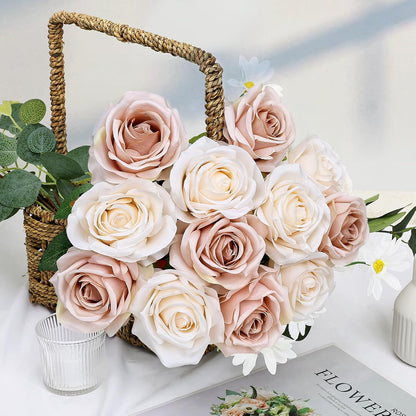 48 PCS Lilac Roses Artificial Flowers - Fake Silk Floral with Long Stems Bulk for Table Centerpieces DIY Bouquet Arrangements Wedding Party Bridal Shower Vase Decorations