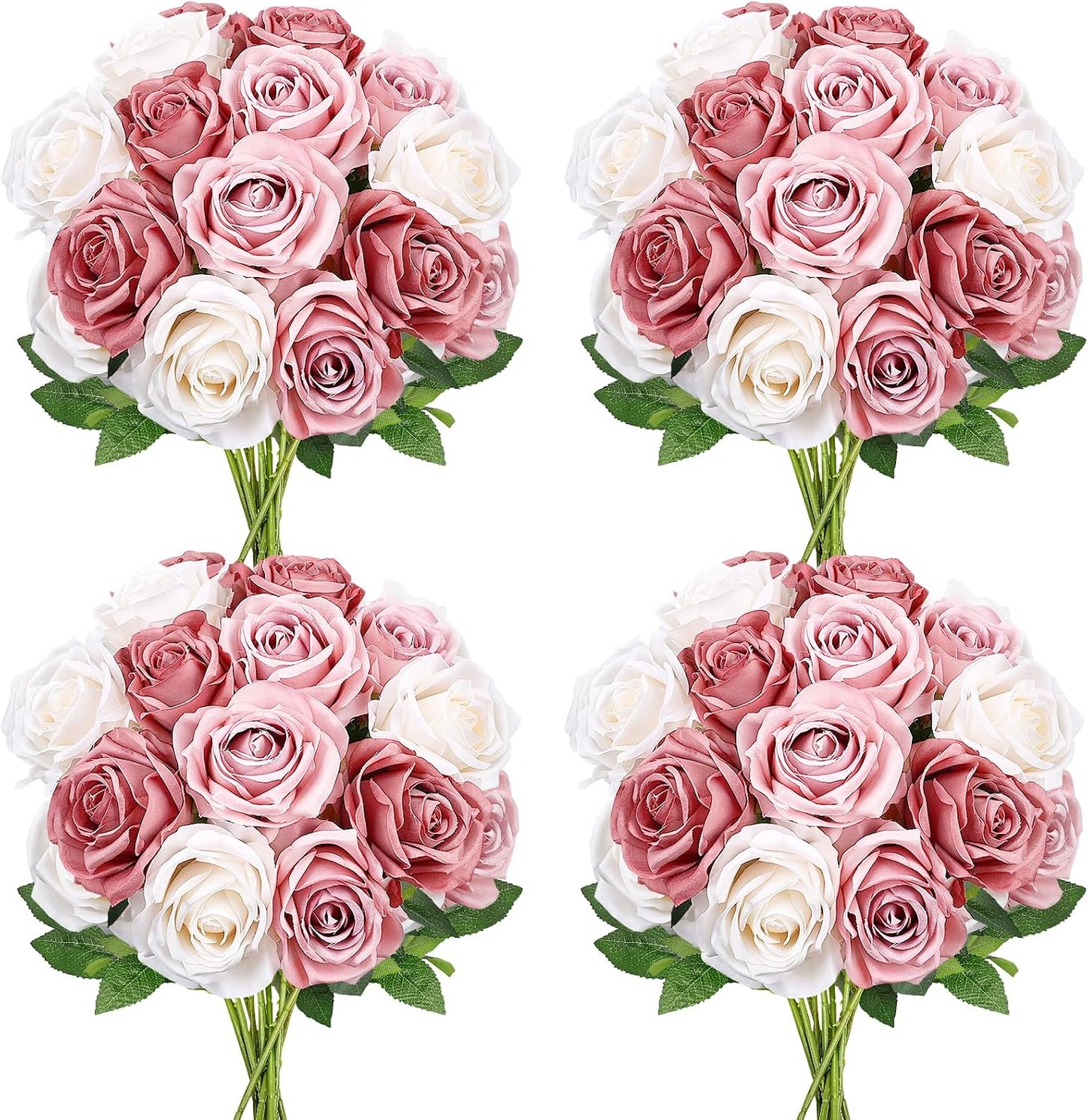 48 PCS Lilac Roses Artificial Flowers - Fake Silk Floral with Long Stems Bulk for Table Centerpieces DIY Bouquet Arrangements Wedding Party Bridal Shower Vase Decorations