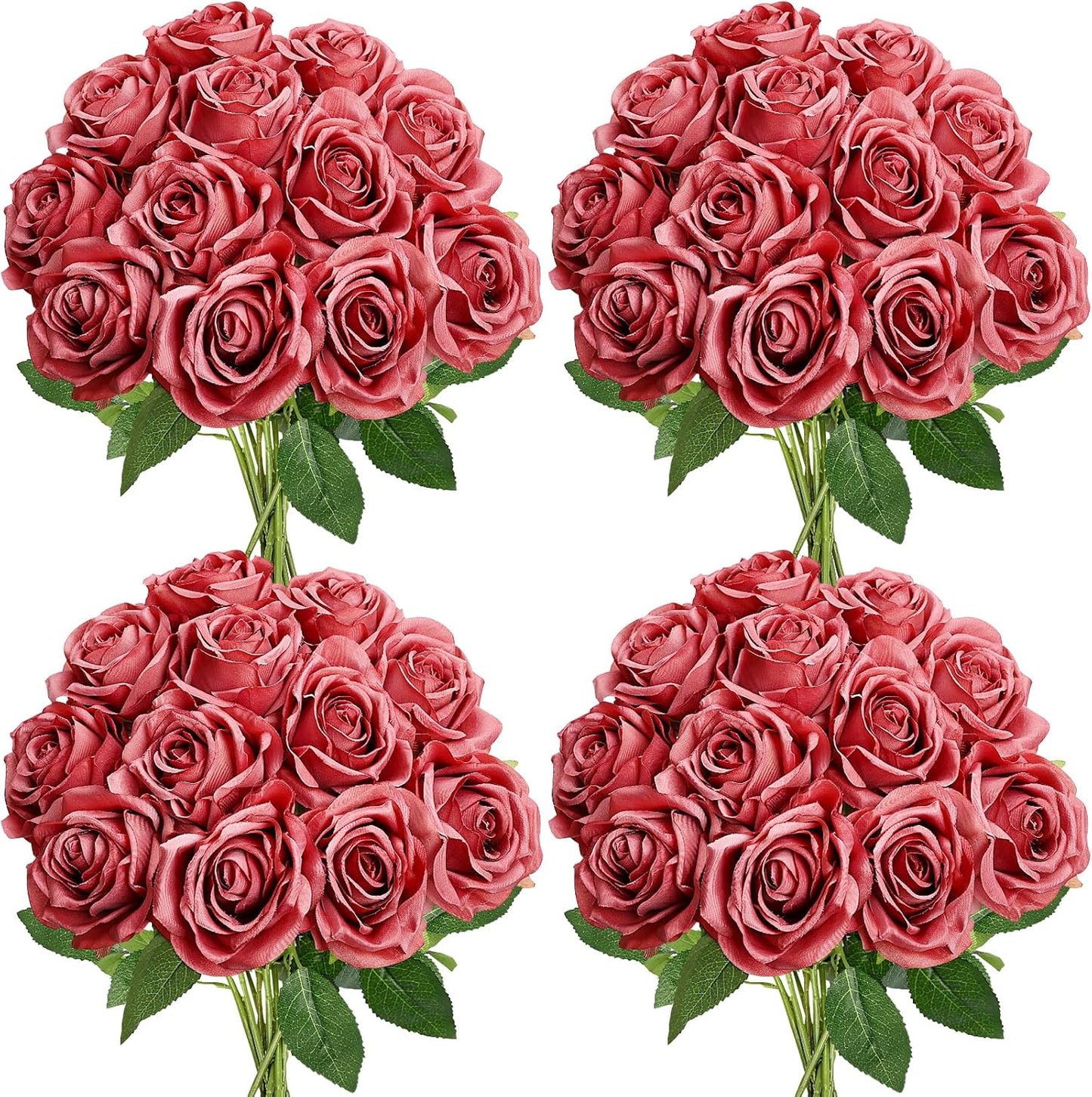 48 PCS Lilac Roses Artificial Flowers - Fake Silk Floral with Long Stems Bulk for Table Centerpieces DIY Bouquet Arrangements Wedding Party Bridal Shower Vase Decorations