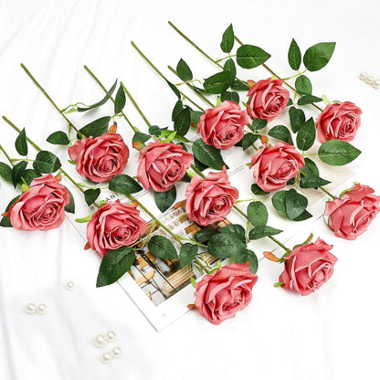 48 PCS Lilac Roses Artificial Flowers - Fake Silk Floral with Long Stems Bulk for Table Centerpieces DIY Bouquet Arrangements Wedding Party Bridal Shower Vase Decorations