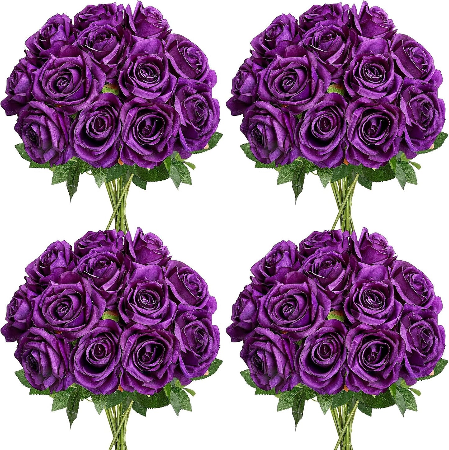 48 PCS Lilac Roses Artificial Flowers - Fake Silk Floral with Long Stems Bulk for Table Centerpieces DIY Bouquet Arrangements Wedding Party Bridal Shower Vase Decorations