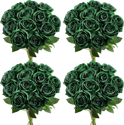 48 PCS Lilac Roses Artificial Flowers - Fake Silk Floral with Long Stems Bulk for Table Centerpieces DIY Bouquet Arrangements Wedding Party Bridal Shower Vase Decorations