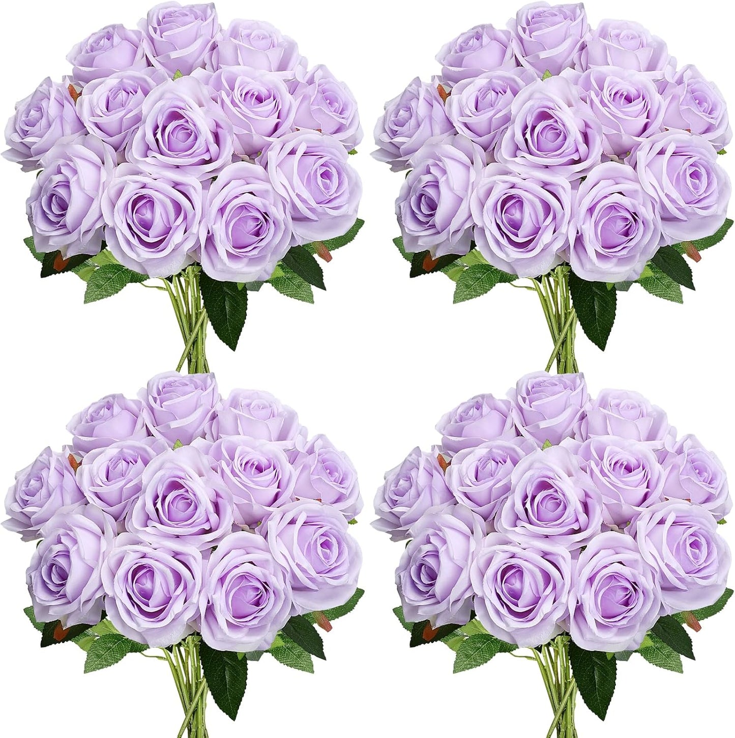 48 PCS Lilac Roses Artificial Flowers - Fake Silk Floral with Long Stems Bulk for Table Centerpieces DIY Bouquet Arrangements Wedding Party Bridal Shower Vase Decorations