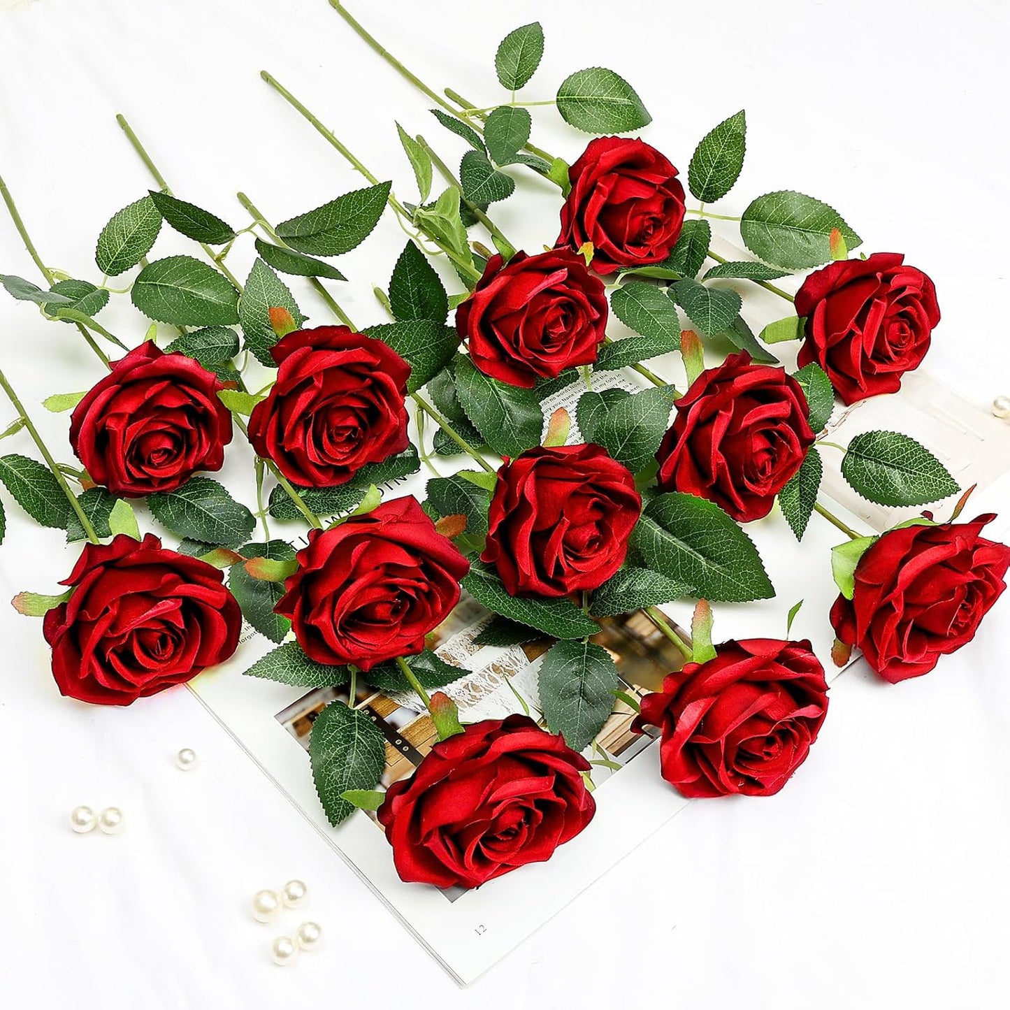 48 PCS Lilac Roses Artificial Flowers - Fake Silk Floral with Long Stems Bulk for Table Centerpieces DIY Bouquet Arrangements Wedding Party Bridal Shower Vase Decorations
