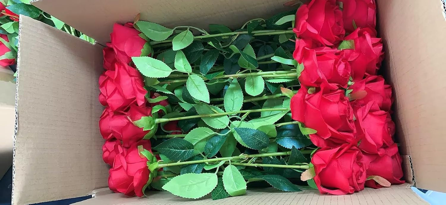 48 PCS Lilac Roses Artificial Flowers - Fake Silk Floral with Long Stems Bulk for Table Centerpieces DIY Bouquet Arrangements Wedding Party Bridal Shower Vase Decorations