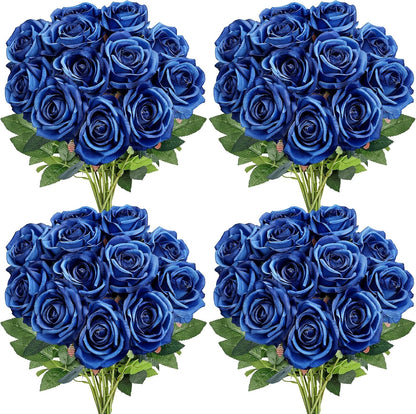 48 PCS Lilac Roses Artificial Flowers - Fake Silk Floral with Long Stems Bulk for Table Centerpieces DIY Bouquet Arrangements Wedding Party Bridal Shower Vase Decorations