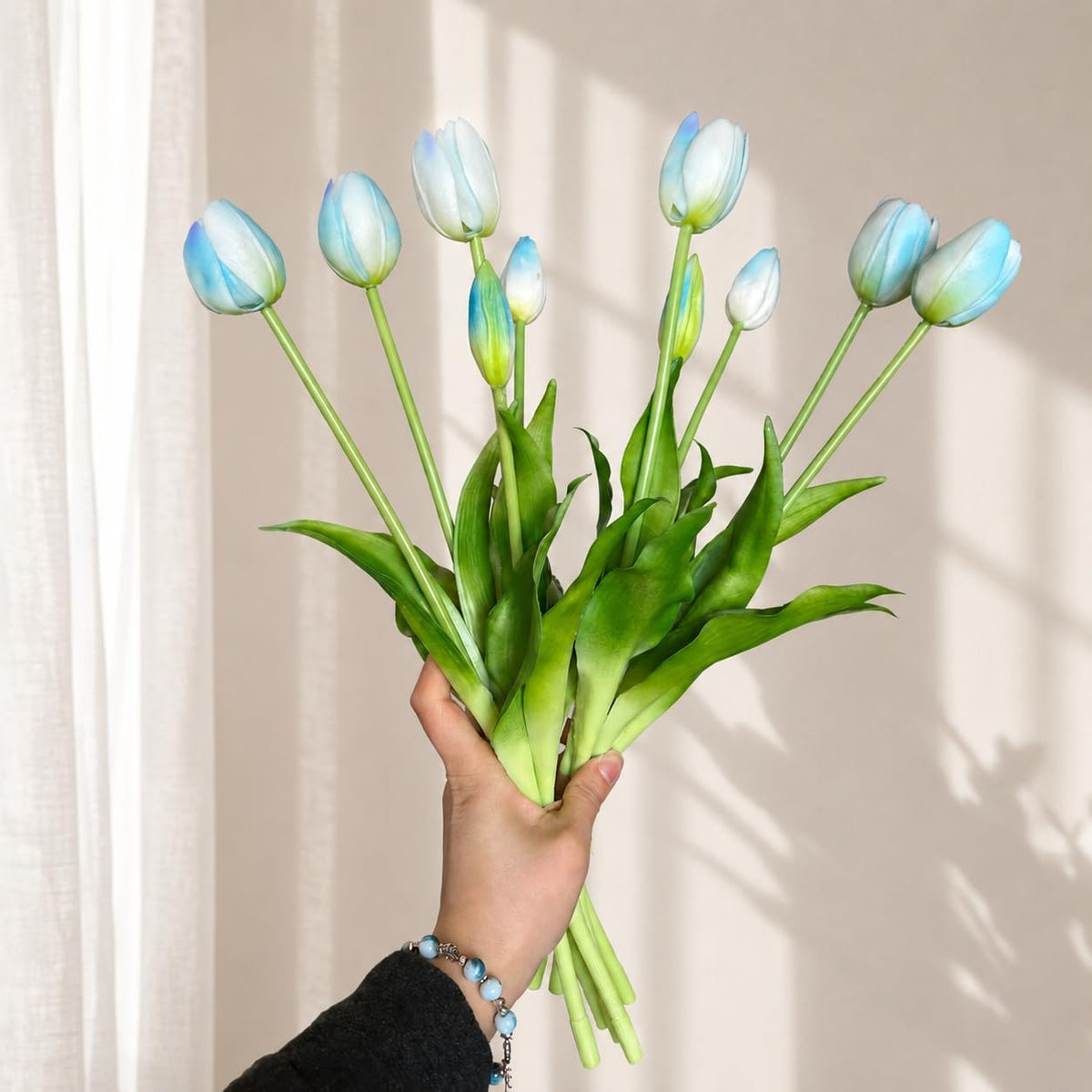 10 Pcs Fake Tulips Tulips Artificial Flowers(Light Pink)